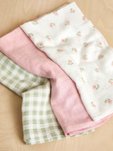 Next JoJo Maman Bébé Gingham Floral 3-Pack Muslin Cloths- Buy online at McGrocer