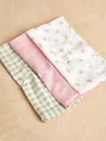 JoJo Maman Bébé gingham floral muslin cloths 3-pack - British product