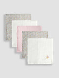 JoJo Maman Bébé vintage floral embroidered muslin cloths 5-pack - British product