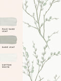 Laura Ashley wallpaper sample sage green Pussy Willow A4, imported from the UK