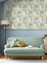 Next Laura Ashley Ochre Yellow Bernwood Wallpaper Sample A4- Buy online at McGrocer