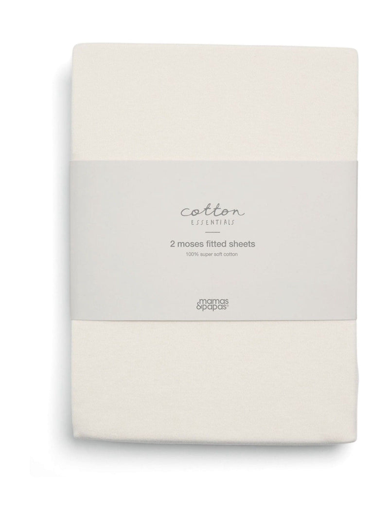 Mamas & Papas cream Moses basket fitted sheets 2-pack, imported from the UK