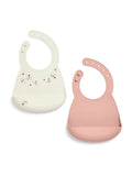 Mamas & Papas silicone bibs 2 pack in Floral Berry and Dino Teal - British product
