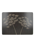 Black large cork backed placemats set with floral art - British product