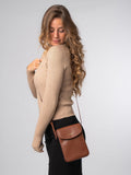 Pure Luxuries London brown leather cross-body phone bag - British product