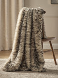Faux fur throw snow leopard print grey - British product