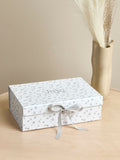 Medium Gift Box with Stars Design and Ribbon Closure, Sturdy Cardboard, 29 x 20 x 9 cm