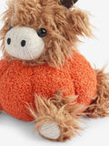 Hamish The Highland Cow orange pumpkin plush doorstop, imported from the UK