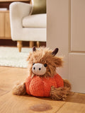 Hamish The Highland Cow orange pumpkin plush doorstop, imported from the UK