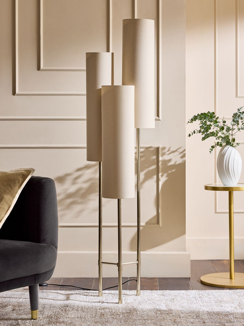 Rico 3-light floor lamp champagne gold (British brand)