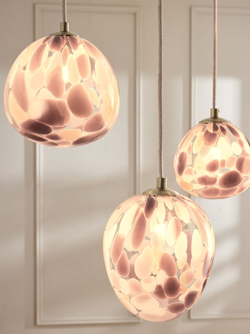 Elodie linear pendant light confetti glass brass - British product