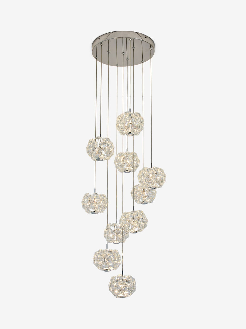 Chrome Fiori 10 light cluster ceiling light 40cm - British product