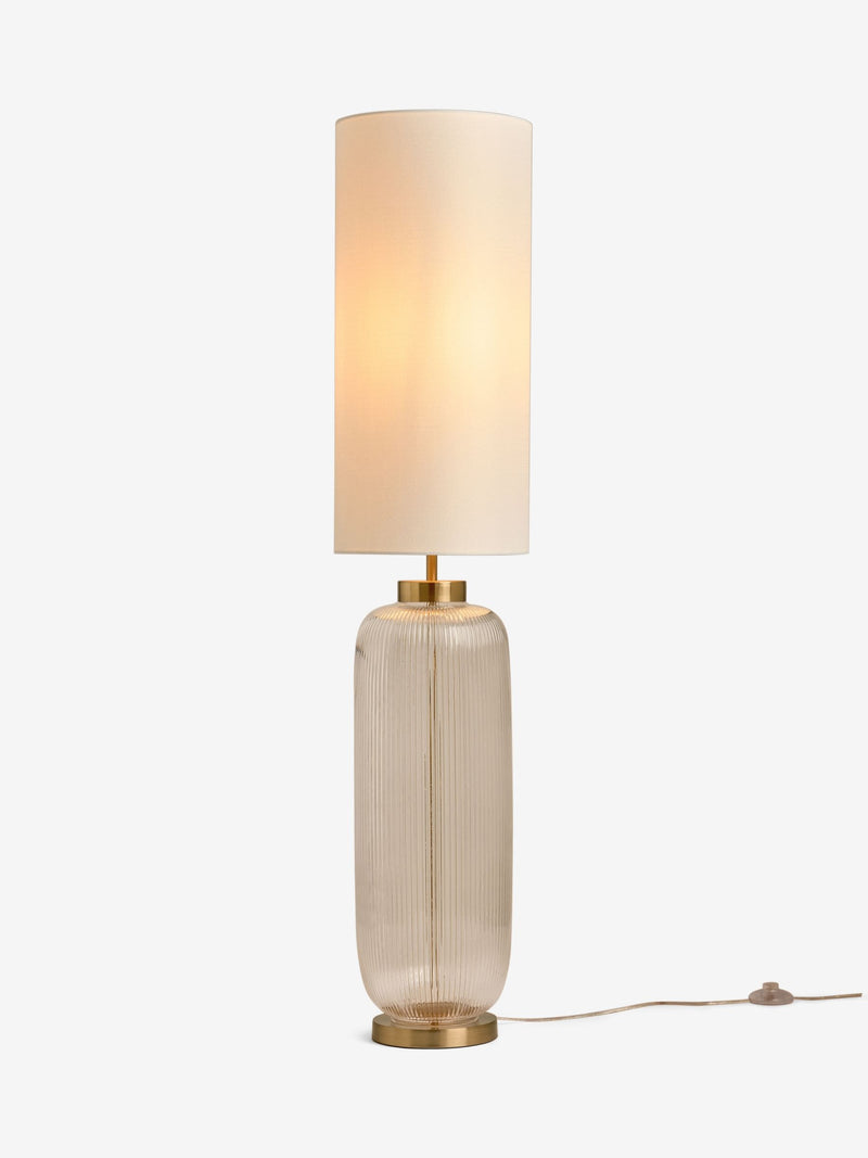 Lexington Brass Floor Lamp with ribbed glass base, imported from the UK