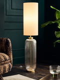 Lexington Brass Floor Lamp with ribbed glass base, imported from the UK