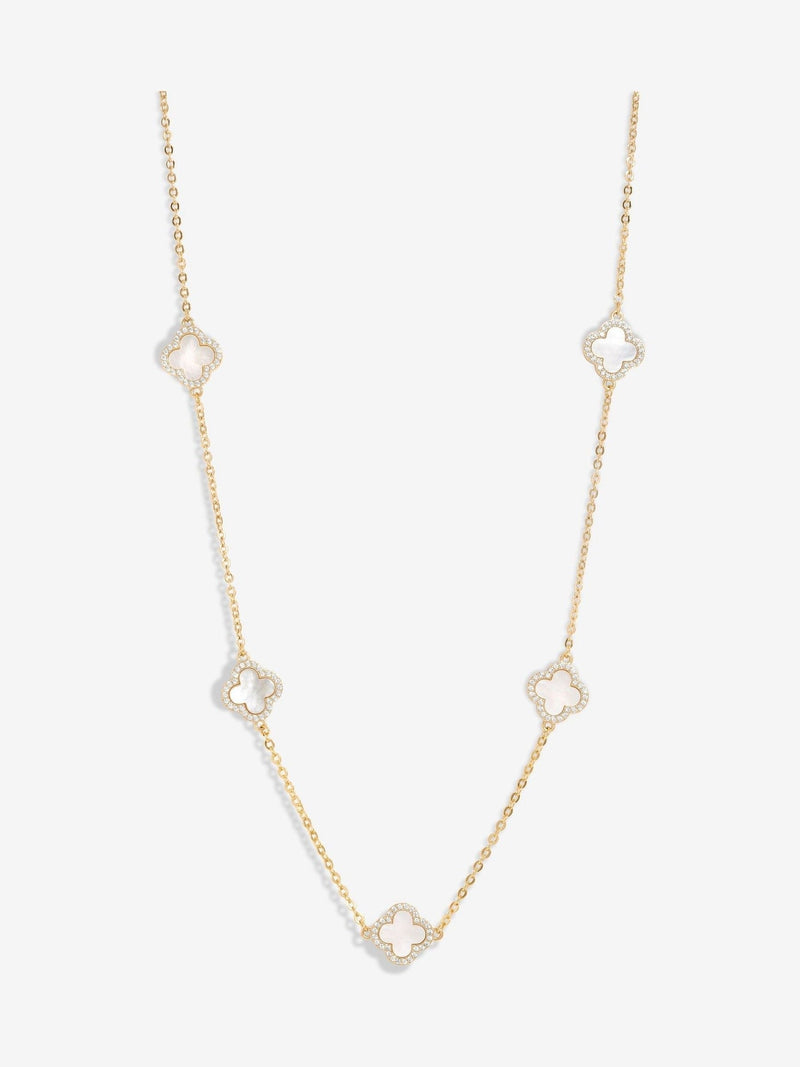 Jon Richard White Plated Mother of Pearl Clover Necklace imported from UK