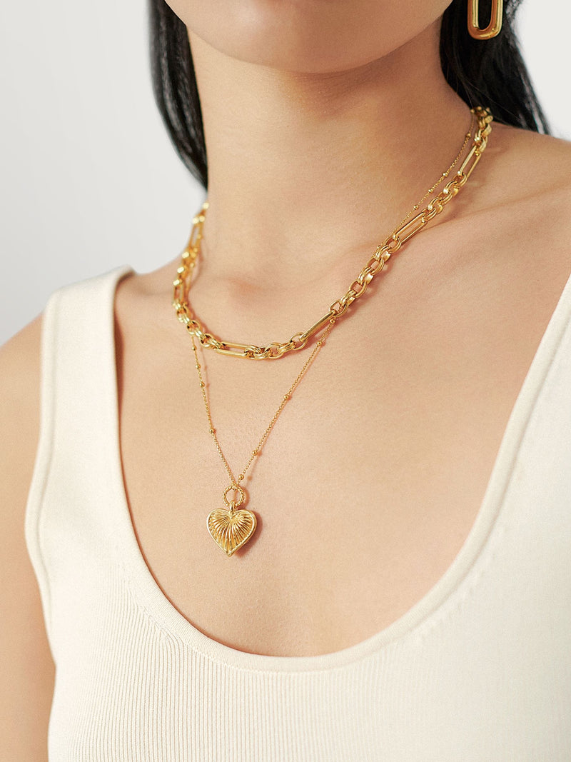 Missoma gold ridge heart charm necklace, UK version