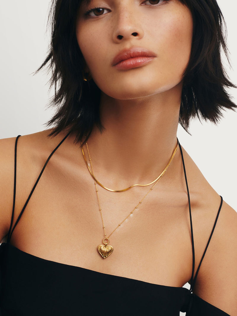 Missoma gold ridge heart charm necklace, UK version