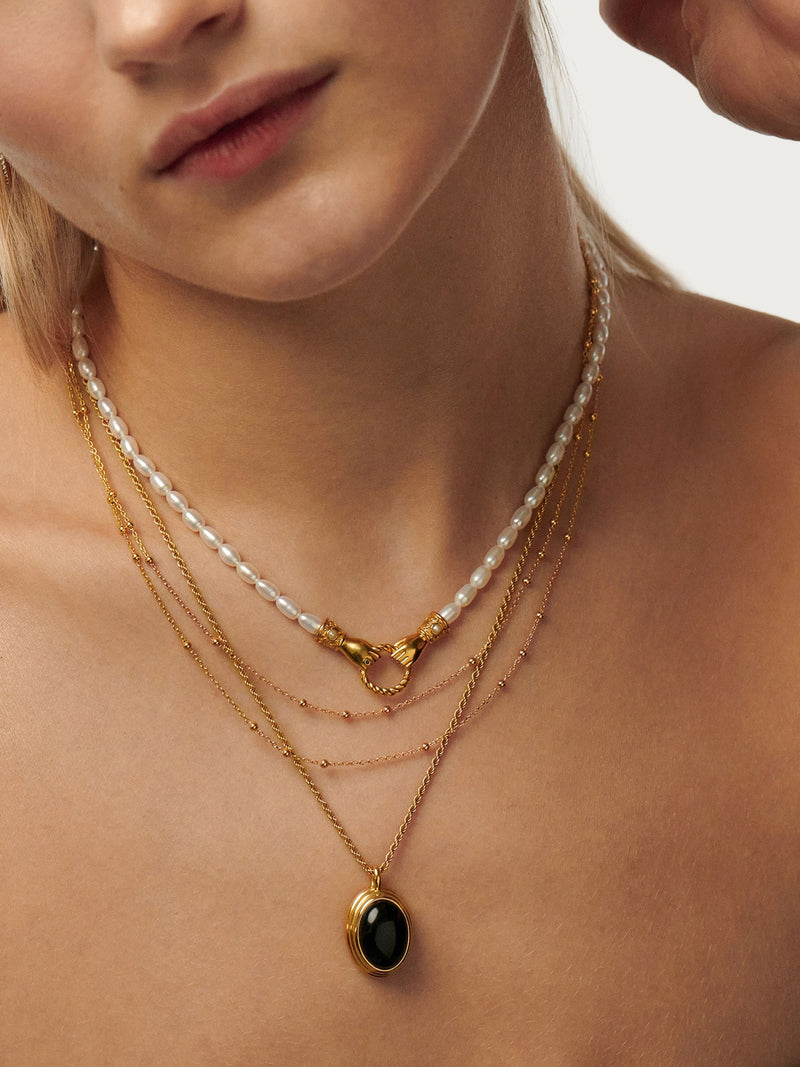 Missoma gold tone double chain necklace, UK version
