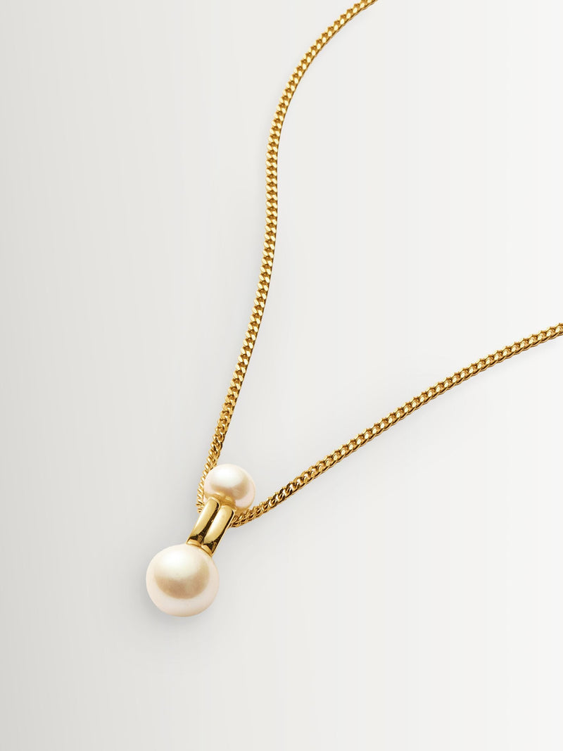 Missoma double pearl pendant necklace with gold curb chain (British brand)