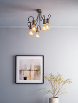 Next Dar Lighting Alzbet 5 Light Antique Brass Semi Flush Ceiling Light, H32 x Ø40cm- Buy online at McGrocer