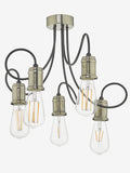Dar Lighting Alzbet semi flush ceiling light antique brass 5-light - British product