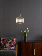 Next Dar Lighting Demarius Ribbed Glass Polished Chrome Pendant Ceiling Light- Buy online at McGrocer