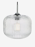 Dar Lighting Demarius ribbed glass pendant light, imported from the UK