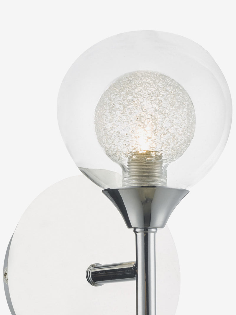 Dar Lighting Zeke wall light polished chrome glass orb 23cm - British product