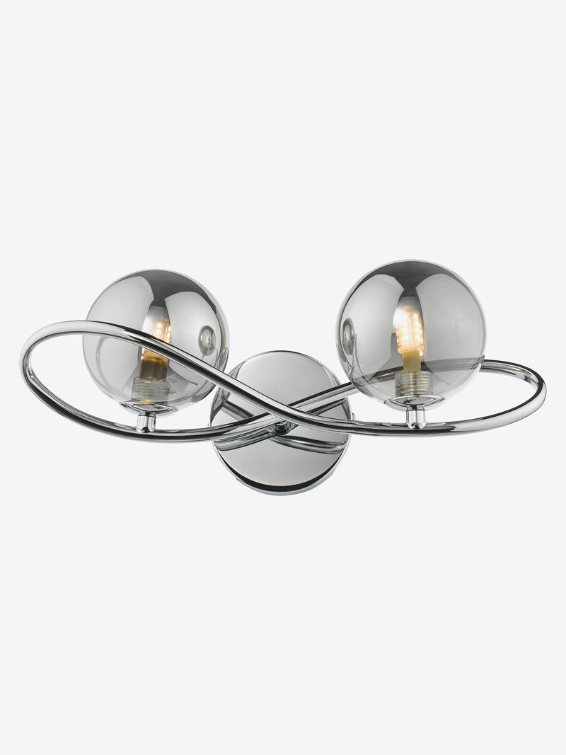 Dar Lighting Lysandra 2 light wall light smoked glass polished chrome, UK version