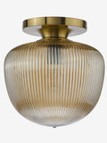 Dar Lighting Abrielle flush ceiling light brushed bronze amber glass UK version