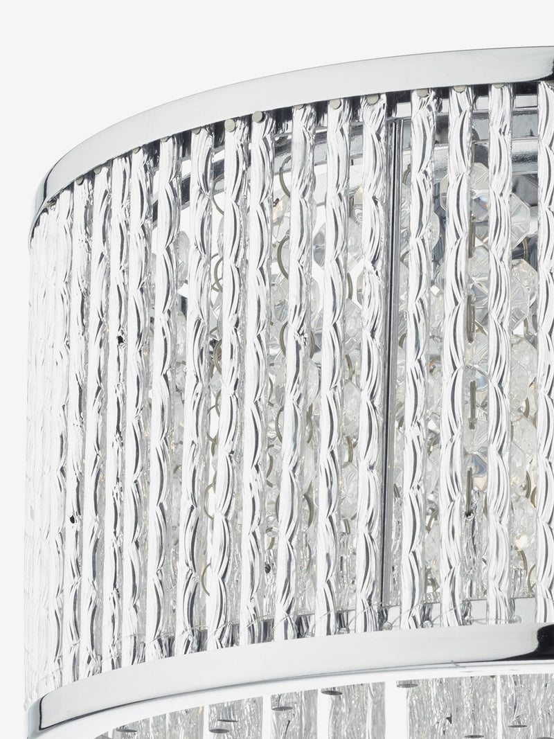Dar Lighting Nantes polished chrome flush ceiling light with acrylic beads, UK version