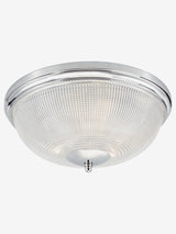 Next Dar Lighting Arbor Polished Chrome Textured Glass 3 Light Flush Ceiling Light H16 x Ø39cm- Buy online at McGrocer