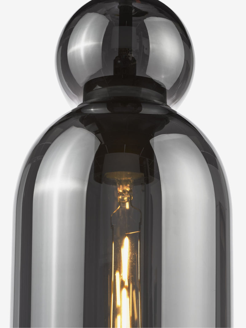 Dar Lighting Tao pendant light smoked glass matt black, imported from the UK