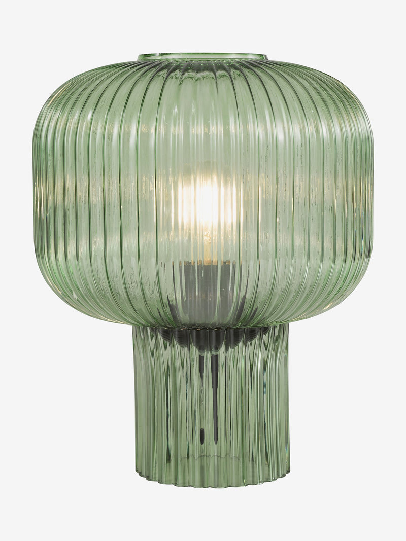 Dar Lighting Demarius ribbed glass table lamp forest green - British product