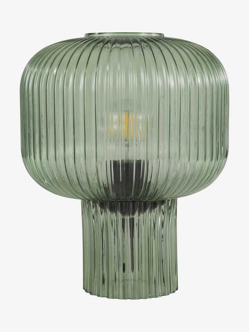 Dar Lighting Demarius ribbed glass table lamp forest green - British product