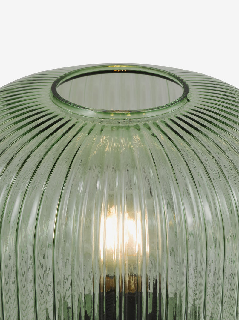 Dar Lighting Demarius ribbed glass table lamp forest green - British product