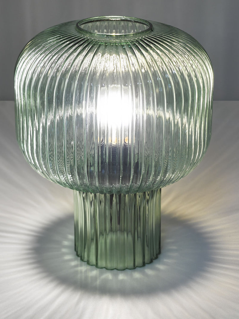 Dar Lighting Demarius ribbed glass table lamp forest green - British product