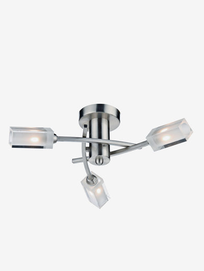 Next Dar Lighting Morgan Satin Chrome 3 Light Semi Flush Ceiling Light- Buy online at McGrocer