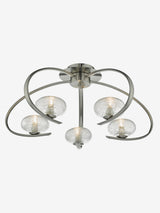 Next Dar Lighting Leighton Satin Chrome Textured Glass 5 Light Semi Flush Ceiling Light- Buy online at McGrocer