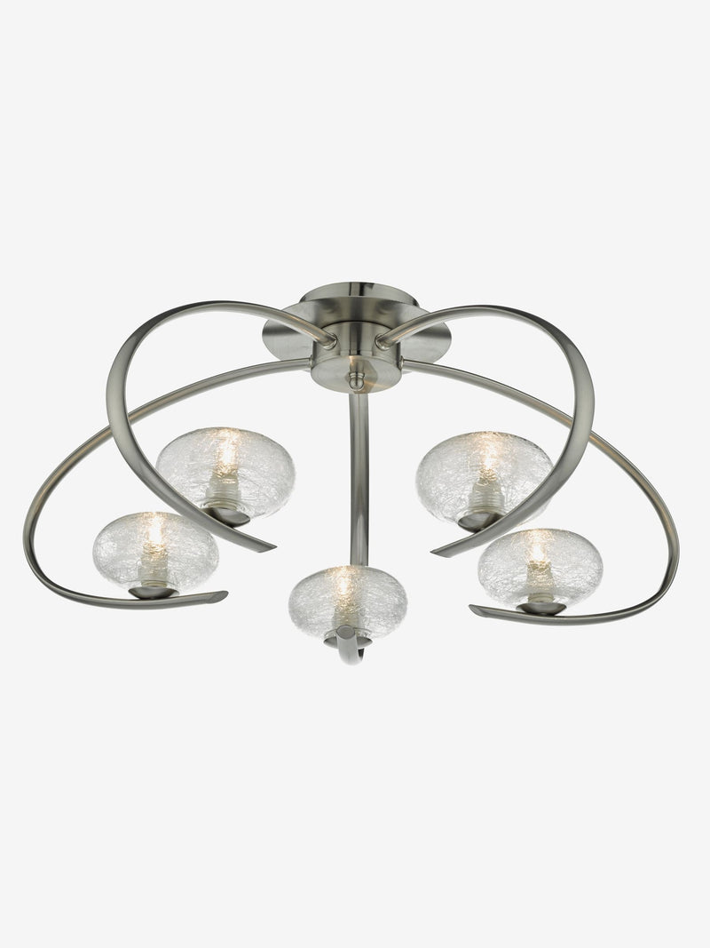 Dar Lighting Leighton semi-flush ceiling light 5 light satin chrome UK version