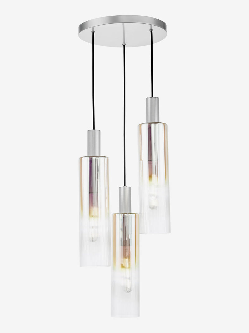 Dar Lighting Ruben 3 cluster pendant in satin silver, UK version