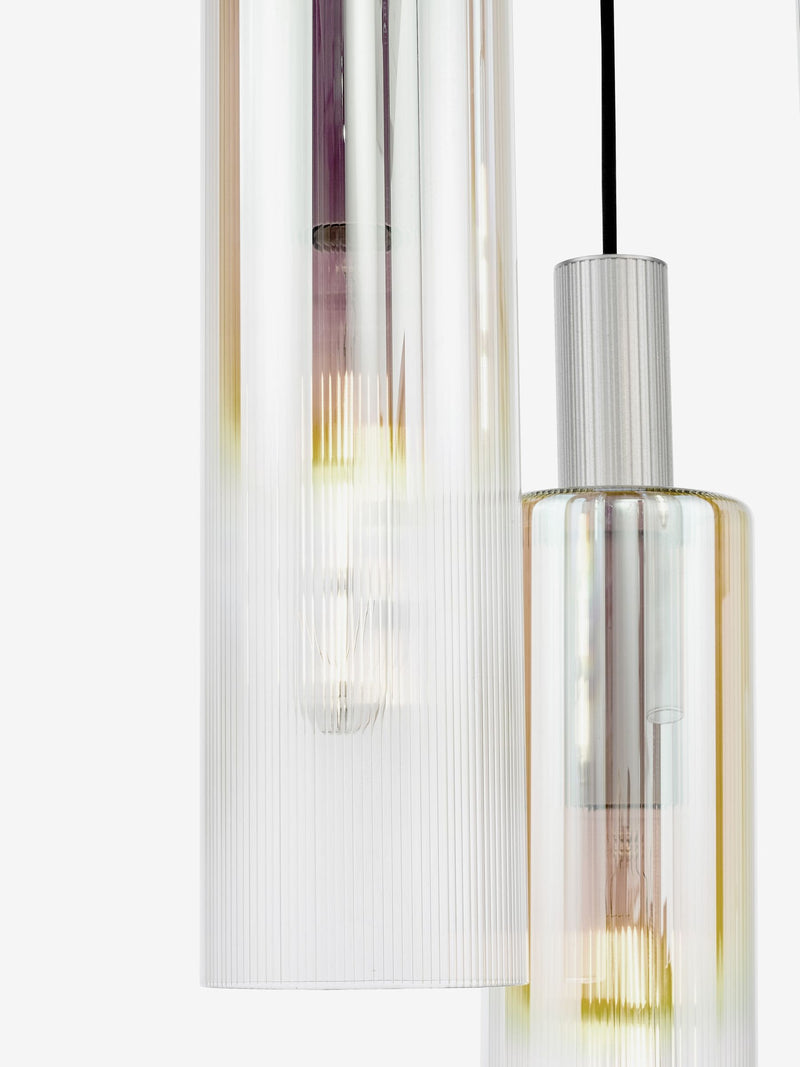 Dar Lighting Ruben 3 cluster pendant in satin silver, UK version