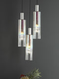 Dar Lighting Ruben 3 cluster pendant in satin silver, UK version