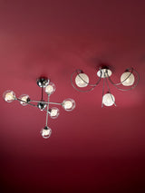 Next Dar Lighting Zeke 6 Light Semi Flush Ceiling Light in Polished Chrome with Glass Shades- Buy online at McGrocer