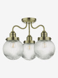 Dar Lighting Tamara antique brass ribbed glass ceiling light, UK version