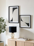 Sosandar black and white abstract wall art set of two framed prints (British brand)