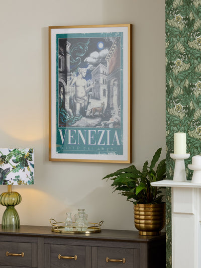Next Laurence Llewelyn-Bowen Teal Blue Venezia Framed Wall Art 90cm x 60cm- Buy online at McGrocer