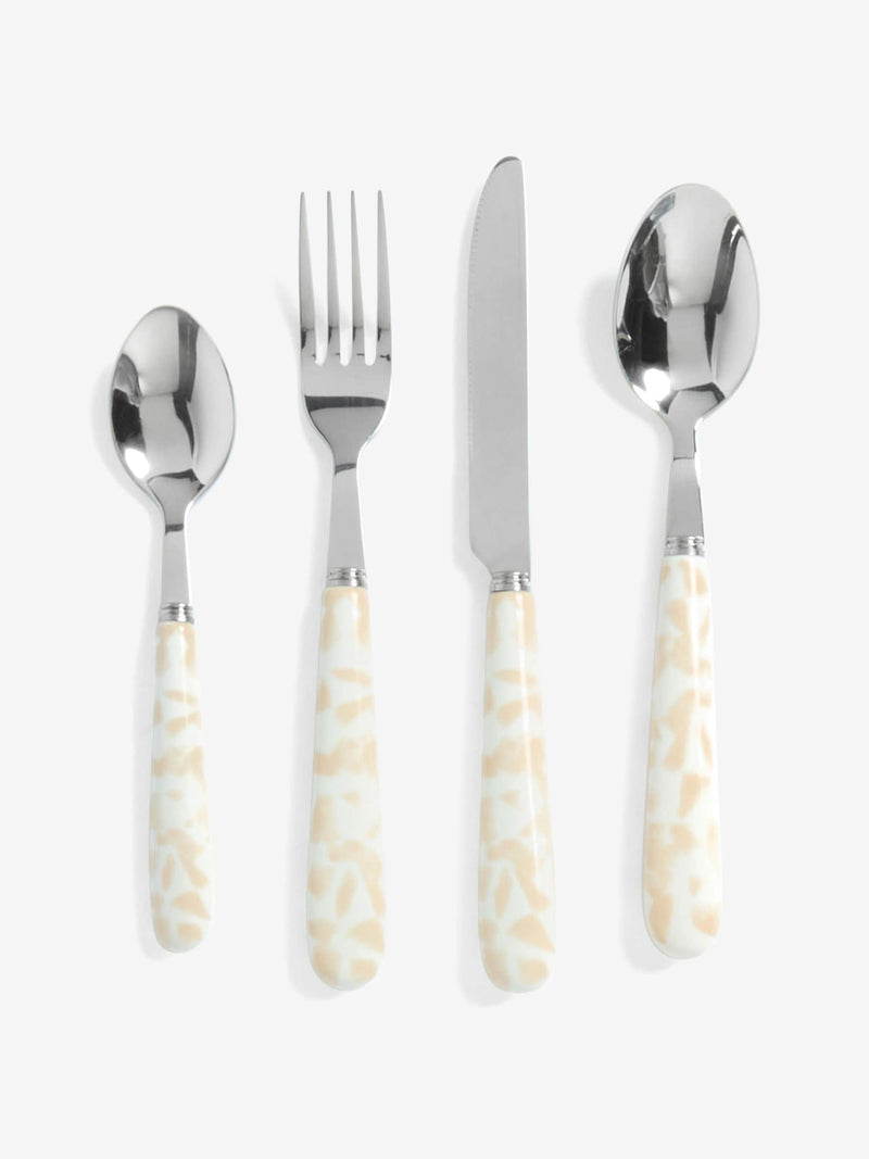 Nina Campbell Natural Chester Ceramic Handle 16 Piece Cutlery Set, imported from the UK