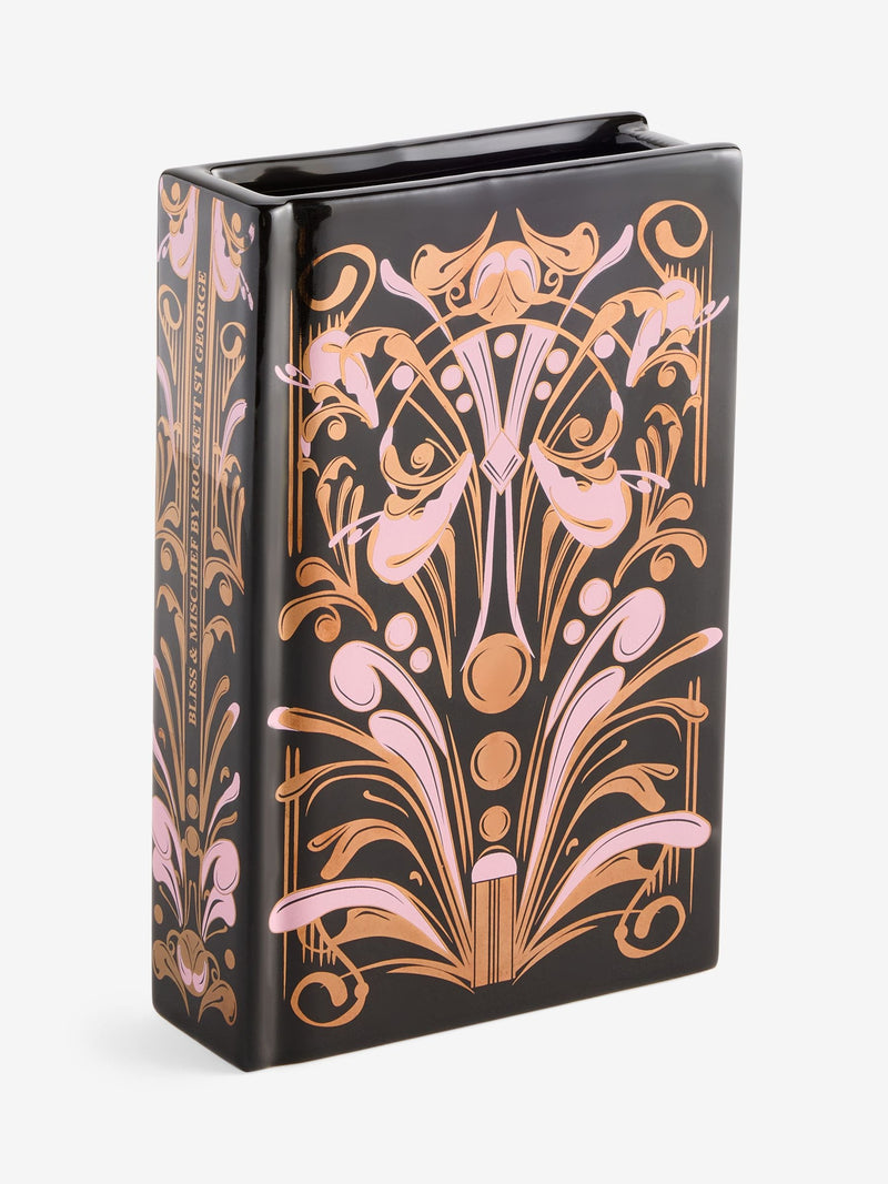 Rockett St George brown art deco book vase 20cm, imported from the UK