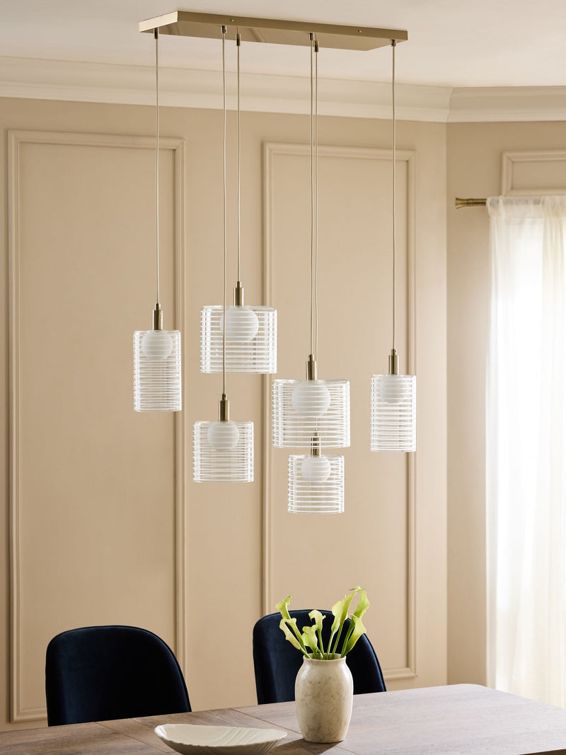 Milan 6 light linear pendant ceiling light - British product